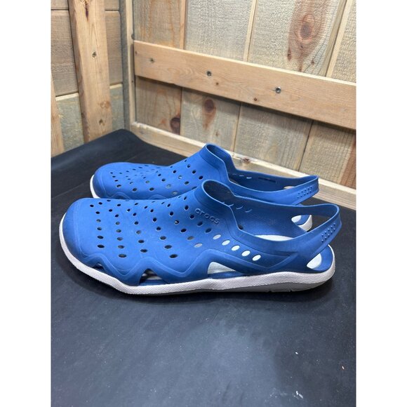 Crocs Iconic Mens Size 13 Blue Perforated Slip-On Water Shoes Sandals - Picture 5 of 8